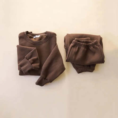 Crewneck Ultra Soft Lounge Set Brown - Size: 1 yr