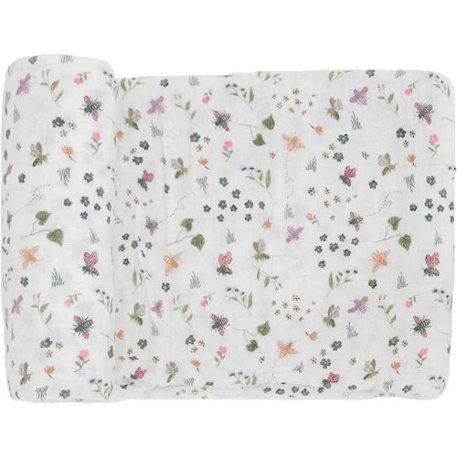 Little Unicorn Premium Cotton Swaddle Baby Blanket | Breathable Fabric | for swaddling, Play, Nursing & More (Garden Bees)