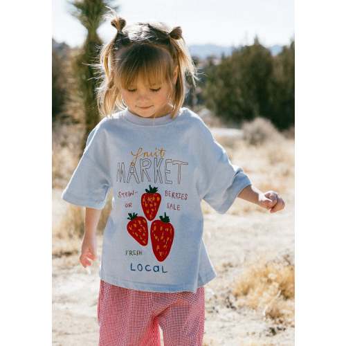 Oversized Graphic Tee- Fruit Market- Blue