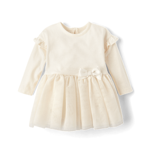 Baby Girls Tutu Bodysuit Dress - White