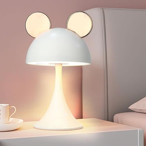 Rechargeable Mouse Shape LED Dimmable Touch Desk Lamp Reading Night Light Cute Bedside Lamp (Gold)