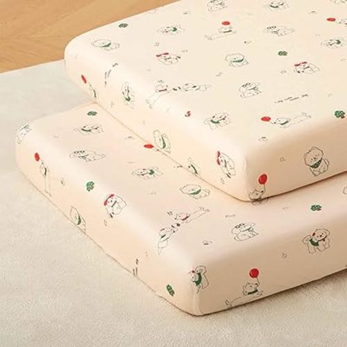 SDY Dog Crib Sheets,2PK Animal Crib Sheets for Standard Crib Mattress & Toddler Bed Mattress 52"x28",Soft Jersey Fitted Sheets for Boys and Girls(Cute Dog)