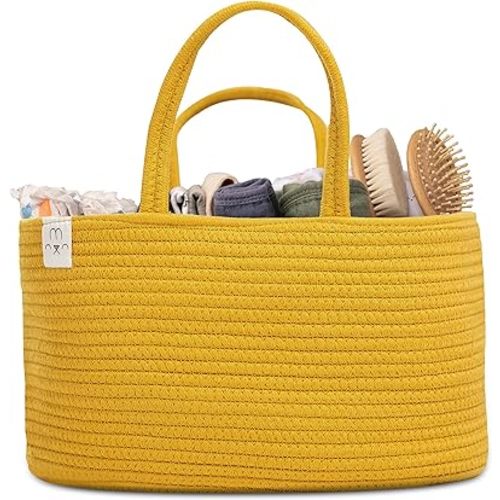 Natemia Baby Nappy Caddy Organiser - Large Portable Baby Caddy for Diapers and Wipes, Baby Basket for Newborn, Baby Storage Basket, Baby Baskets for Hampers, Gift Basket