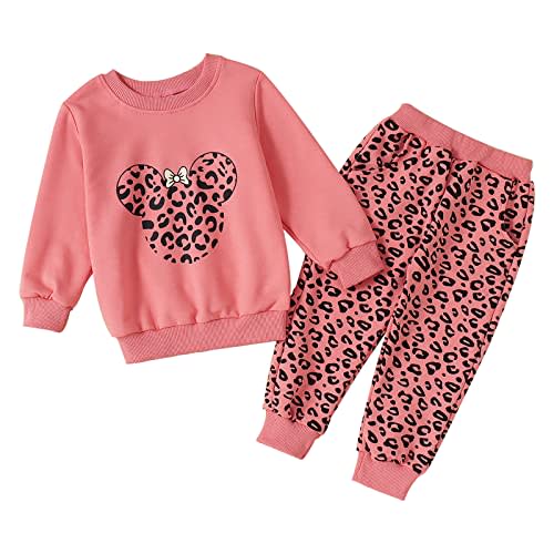 GLIGLITTR Toddler Baby Girl Leopard Fall Clothes Long Sleeve Pullover Crew Neck Top Sweatshirt Pants Casual Winter Outfits