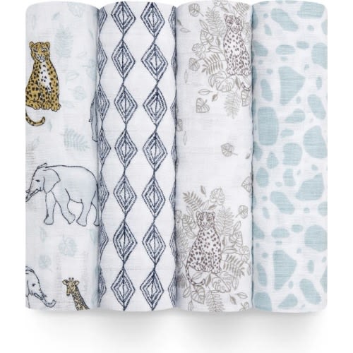 aden + anais 4-Pack Classic Swaddling Cloths, Neutral Jungle