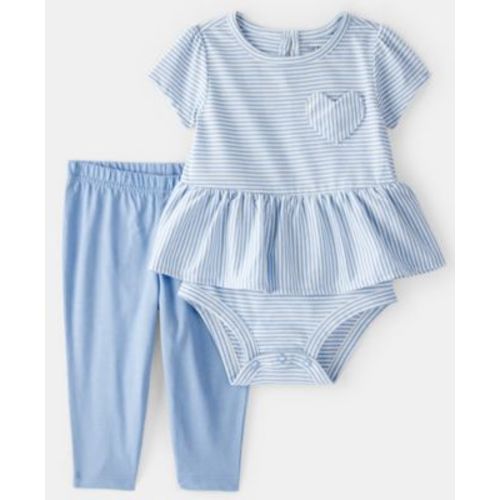 Baby Girls' Stripe Short-Sleeve Bodysuit and Pants, 2-Piece Set