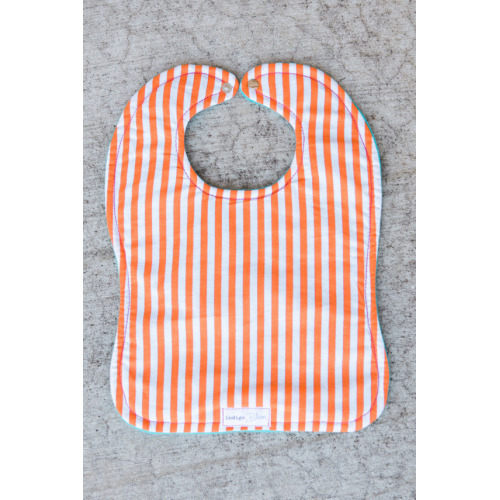 Orange Stripe Baby/Toddler Bib Sweet Tooth by IndigoBloomCo