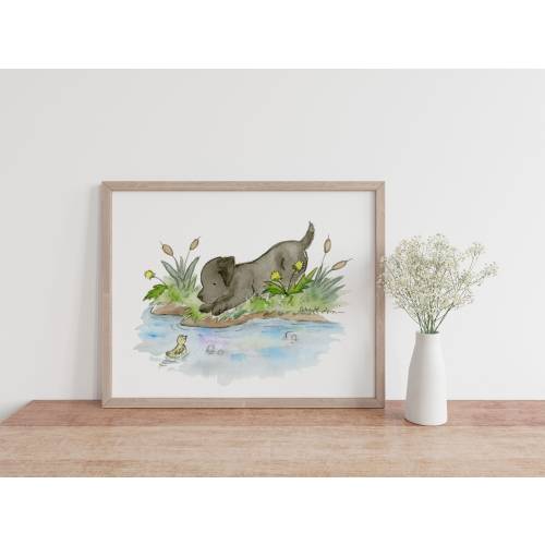 Black Lab Print, Black Lab Art, Labrador Art, Nursery Decor, Children's Wall Art, Labrador Gift, Kid's Lab Art, Puppy Nursery Art, Kid's Art