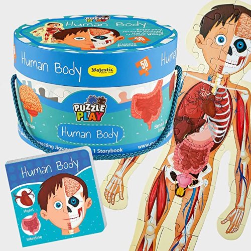 THE BOOK TREE 50 Piece Big Size Puzzle Play Human Body Puzzle Set with 1 Story Board Book for Children