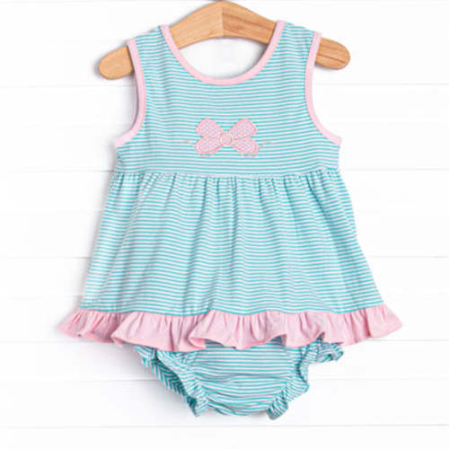 Ribbons and Bows Applique Diaper Set, Mint – Stitchy Fish