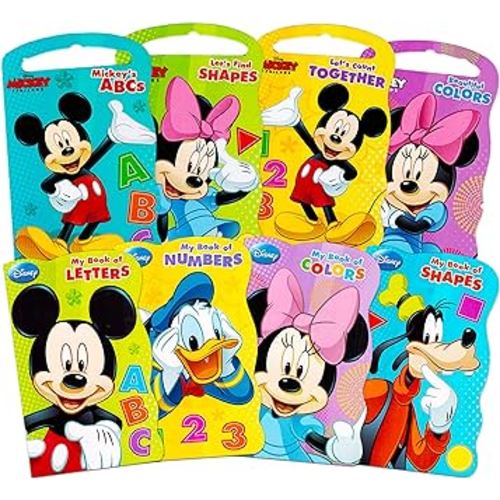 Disney Mickey Mouse My First Books Super Set (8 Shaped Board Books: Alphabet, Colors, Numbers, Shapes and Story Books)