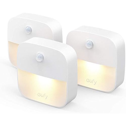 eufy by Anker, Stick-On Night Light, Warm White LED, Motion Sensor, Bedroom, Bathroom, Kitchen, Hallway, Stairs, Energy Efficient, Compact, 3-Pack