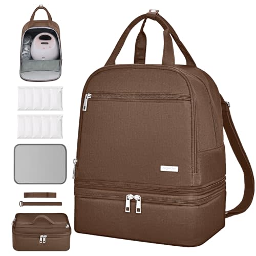 Derbiedersinn Breast Pump Backpack for Working Moms – Spectra Compatible Pump Bag, Waterproof & Spacious with Pockets for Breast Pump, Bottles, and Nursing Essentials – Ideal for Spectra S1/S2, Brown