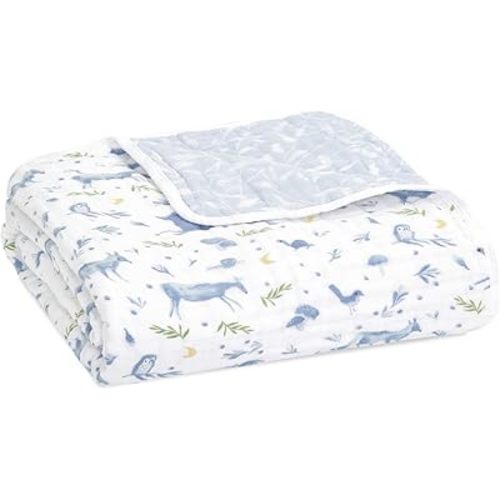 aden + anais 100% Organic Cotton Muslin Baby Blanket Crib Bedding for Newborn Baby and Toddler, Nursery Blanket for Boys and Girls, Baby Registry and Shower Gift - Outdoors, Sleepy Forest