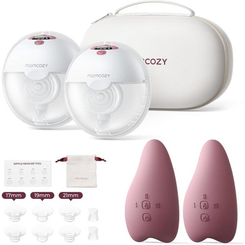 Momcozy M5 Breast Pump & A1 Lactation Massager Combo -Wearable Breast Pump with Double-Sealed Flange (3 Modes/9 Levels) + 2-in-1 Lactation Massager (Heat & Vibration) for Clogged Ducts & Milk Flow