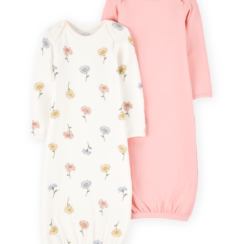Rose/Ivoire Bébé Emballage de 2 robes de nuit PurelySoft - Rose | Carter’s Oshkosh Canada