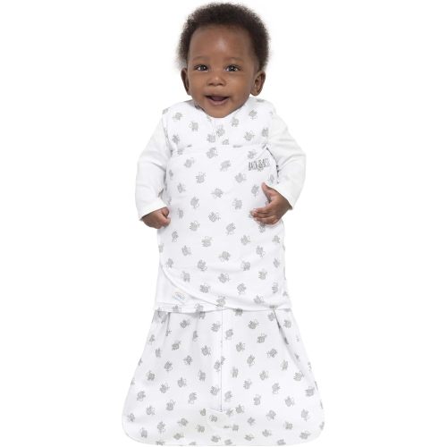 HALO 100% Cotton Sleepsack Swaddle, 3-Way Adjustable Wearable Blanket, TOG 1.5, Lamb Scribble White, Newborn, 0-3 Months