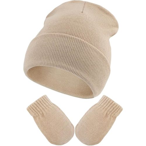 WATAME Baby Beanie Toddler Winter Hat Mittens Set Infant Baby Boys Beanies Soft Knit Newborn Hats for Girls