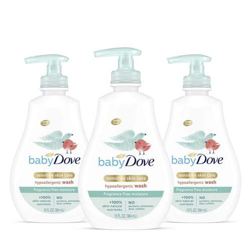 Dove Sensitive Skin Baby Hypoallergenic Tip to Toe Body Wash, 13 fl oz (3 pack) (Bundle)