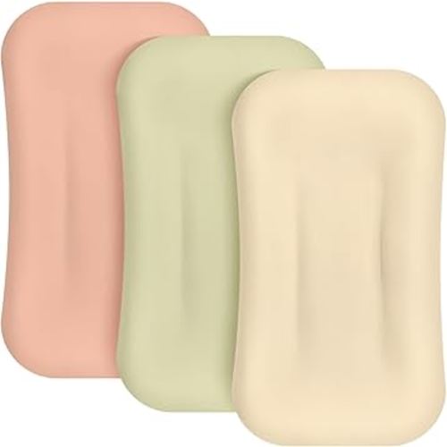 Newwiee 3 Pcs Muslin Baby Lounger Cover Organic Cotton Slipcover Infant Snuggle Me Cover for Newborn Boy and Girl (Beige, Yellow, Green,Solid Color)