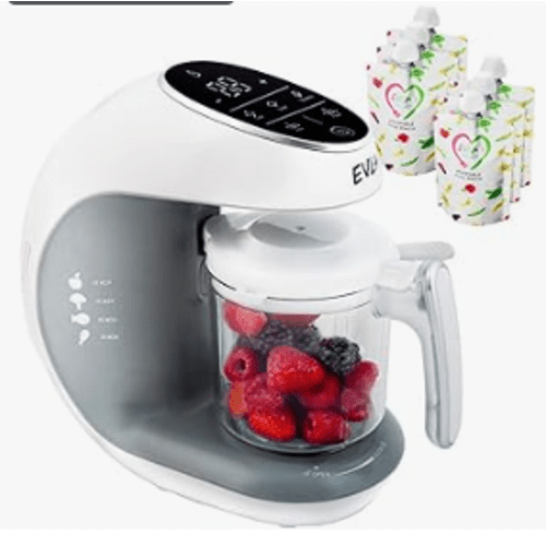 EVLA'S Baby Food Maker, Steamer, Blender, Baby Food Processor with Touch Screen with 6 Reusable Food Pouches
