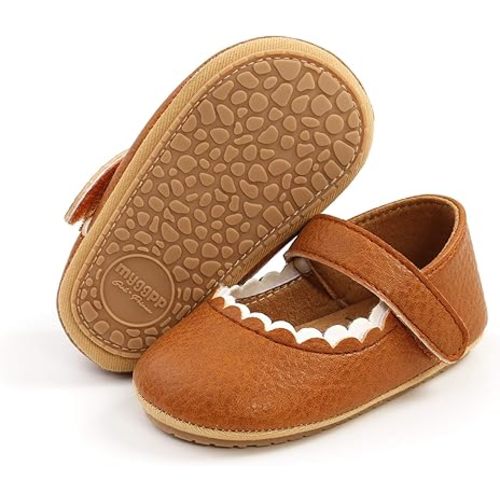 WILLFUN Baby Girls Mary Jane Flats with Bowknot Princess Party Dress Crib Shoes Non-Slip Soft Rubber Sole for Toddler First Walkers