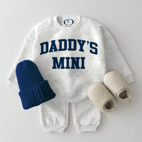 DADDY'S MINI Baby Light Grey Sweatsuit 2-piece Set