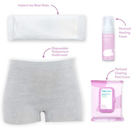 Frida Mom Postpartum Recovery Essentials Kit | Disposable Underwear, Ice Maxi Absorbency Pads, Cooling Witch Hazel Medicated Pad Liners, Perineal Medicated Healing Foam (11 PIECE SET) - Postpartum Recovery Essentials Kit&nbsp; Only