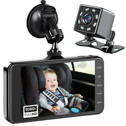 Zacro Baby Car Mirror Camera, Back Seat Baby Car Camera with 1080P Night Vision Car Mirror Display, 170° Wide Angle