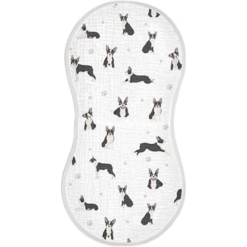 vvfelixl Burp Cloths Boston Terrier Dog for Baby Boy Girls Baby Washcloths Burp Rags 1 Pack