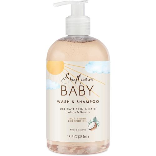 SheaMoisture Baby Wash and Shampoo 100% Virgin Coconut Oil for Baby Skin Cruelty Free Skin Care 13 oz