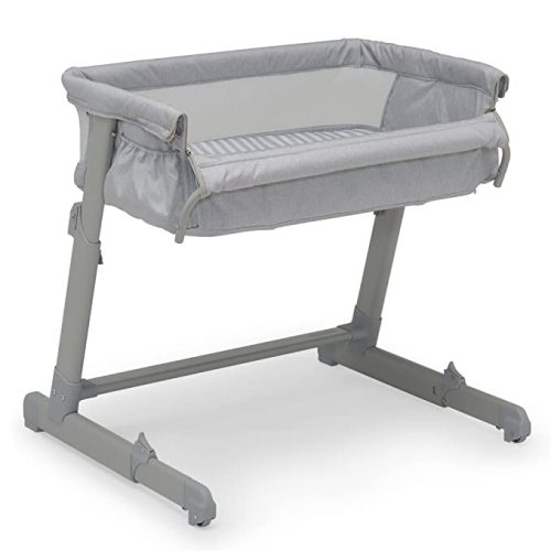 GAP babyGap Whisper Bedside Bassinet Sleeper with Breathable Mesh and Adjustable Heights - Lightweight Portable Crib - Made with Sustainable Materials, Grey Stripes