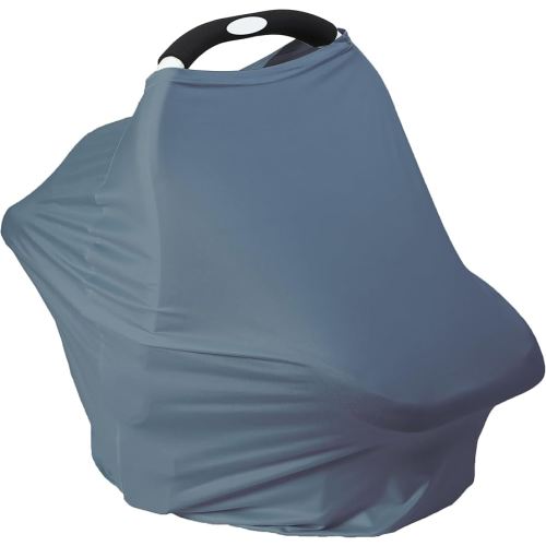 Breathable Car Seat Cover for Babies – Multi-Purpose Soft Rayon Nursing Cover for Breastfeeding, High Stretchy Infant Carseat Canopy, Stroller Cover (Smooth Rayon, Blue)
