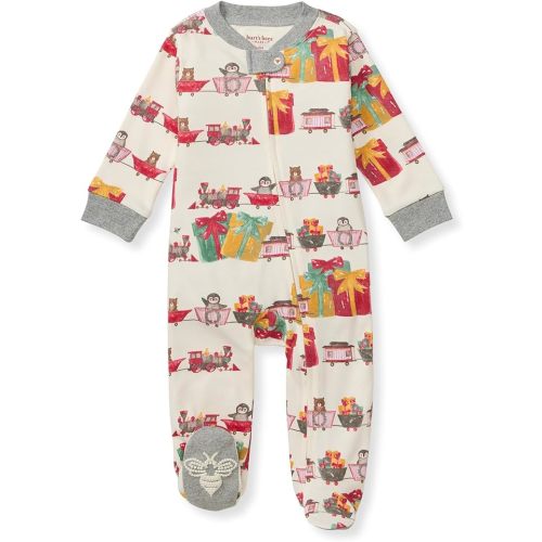 Burt's Bees Baby Boys' Sleep & Play PJs, 100% Organic Cotton One-Piece Zip Front Jumpsuit, Baby Boys Footie Pajamas & PJs