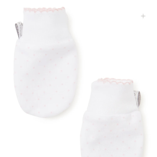 White/Pink New Kissy Dots Print Mitts