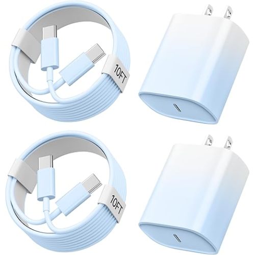 i.Phone 15 16 Pro Max Charger, 10 FT Long USB C to C Fast Charging Cable with PD 20W Fast Charger Block for i.Phone 16/16 pro/16 plus/16 pro max/15/15 Pro max/ 15 pro/15 Plus, i Pad Gradient Blue