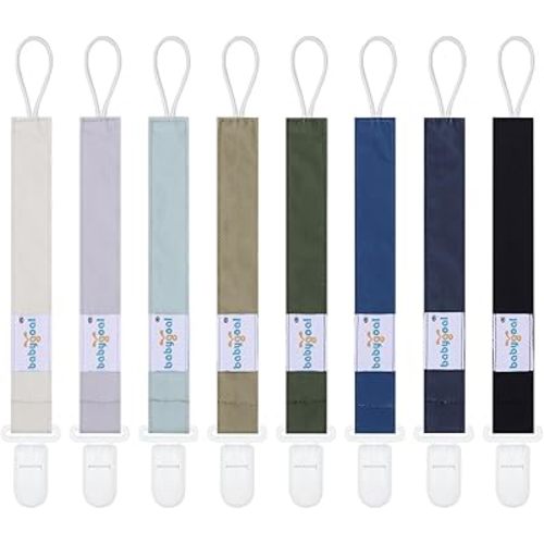 Babygoal Pacifier Clips 8 Pack, Pacifier Holder Clips for Baby Boys and Girls Fits for Most Pacifier, Binkie Styles & Baby Teethers & Toys and Gift-Neutral Color 8PS45