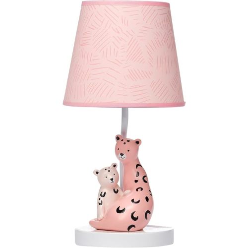 Lambs & Ivy Enchanted Safari Pink Leopard Lamp with Shade & Bulb