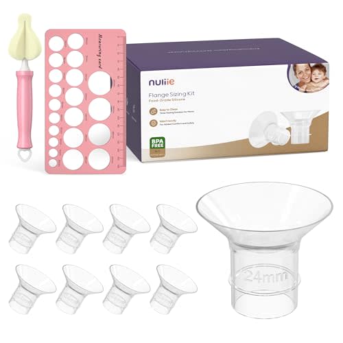 Nuliie 8PCS Flange Sizing kit 24mm for 27-28mm Flange/Shield of Most Pumps, BPA Free Silicone Flange Inserts, Compatible with Momcozy/Elvie/Spectra/Bellababy/TSRETE/Nuliie Electric Breast Pumps