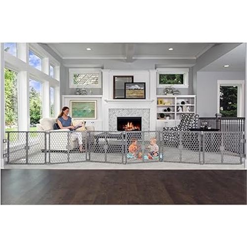 Regalo Plastic 192-Inch Super Wide Adjustable Baby Gate and Play Yard, 2-In-1, Bonus Kit, Includes 4 Pack of Wall Mounts-4 Count (Pack of 1)
