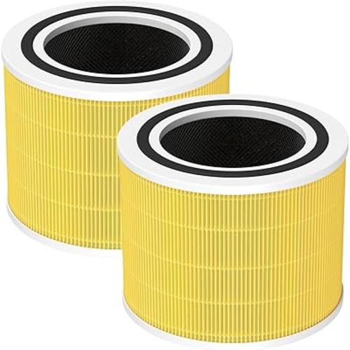 2 Pack Core 200S Replacement Filter Compatible with LEVOIT Core 200S/ Core 200S-P Air Purifier, 3-in-1 Filter, High-Efficiency Activated Carbon True HEPA Pet Care Filter, Yellow