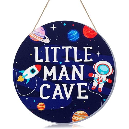 Geelin Space Room Wooden Sign Decor Space Unicorn Decor Quote Wood Plaque Nursery Hanging Wall Art Decor for Kids Room Boy Bedroom Kids Toddler Boys Playroom Living Room Decorations, Astronaut