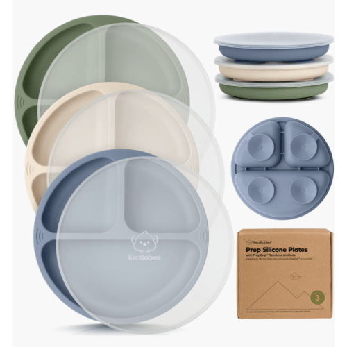 3-Pack Prep Silicone Suction Plates with Lids