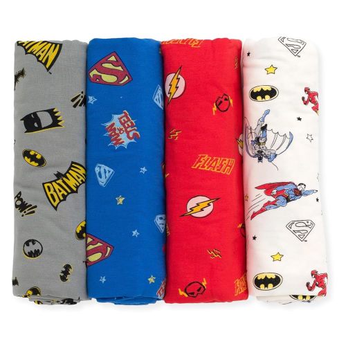 DC Comics Justice League Baby 4 Pack Swaddle Receiving Blankets Newborn Sizes (OS)