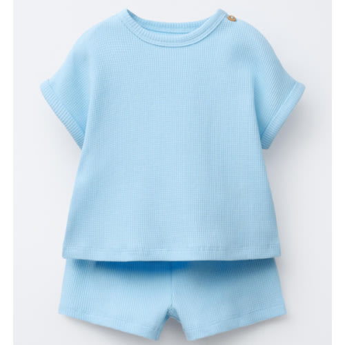 WAFFLE T-SHIRT AND BERMUDA SET - Mid-blue | ZARA United States