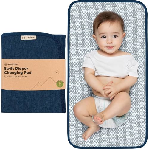 KeaBabies Portable Diaper Changing Pad, Easy Wipe Clean - Foldable Waterproof Baby Changing Mat for Diaper Bag, Compact, Lightweight, 25x13 Newborn, Infant, Baby Changer Travel Essential (Navy Blue)
