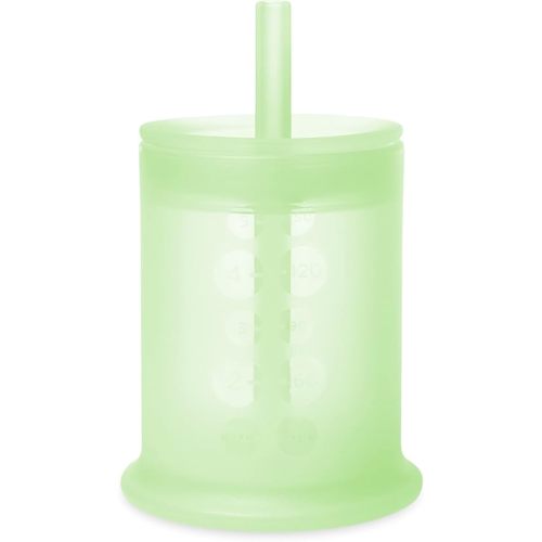 Olababy Silicone Training Cup with Straw Lid | Babies Water Drinking Cup | 6+ Mo Infant To 12-18 Months Toddler | Sippy Cup For Kids & Smoothie Cup | Baby Led Weaning (Kiwi, 5 oz)