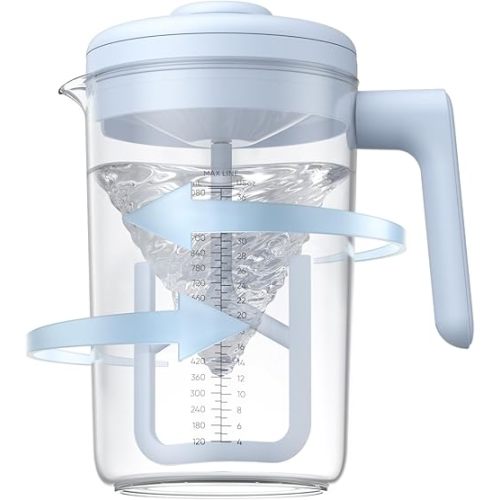 Electric Baby Formula Mixing Pitcher, NehNeh Baby Bi-Directional Alternating Stirring | No Air Bubble | No Clumps | No Drip Spout | Spill-Free Lid | Infant Formula Pitcher Mixer 36Oz, BPA Free -Blue