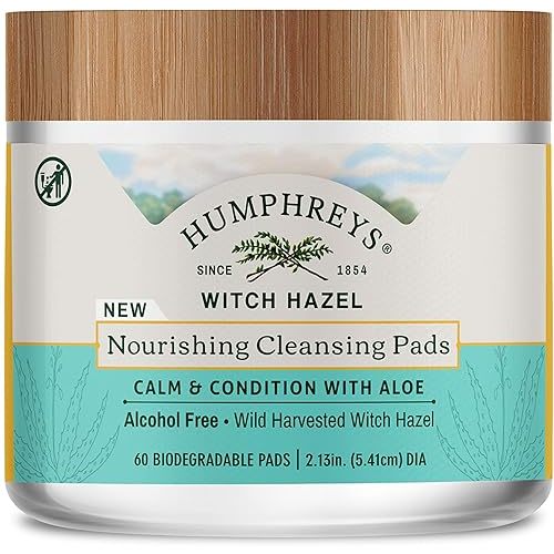 Humphreys Nourishing Witch Hazel Cleansing Pads with Aloe, Alcohol Free