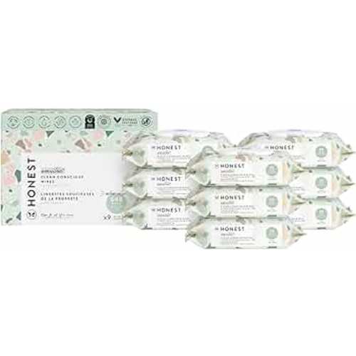 The Honest Company Clean Conscious Unscented Wipes | Over 99% Water, Compostable, Plant-Based, Baby Wipes | Hypoallergenic for Sensitive Skin, EWG Verified | Geo Mood, 648 Count